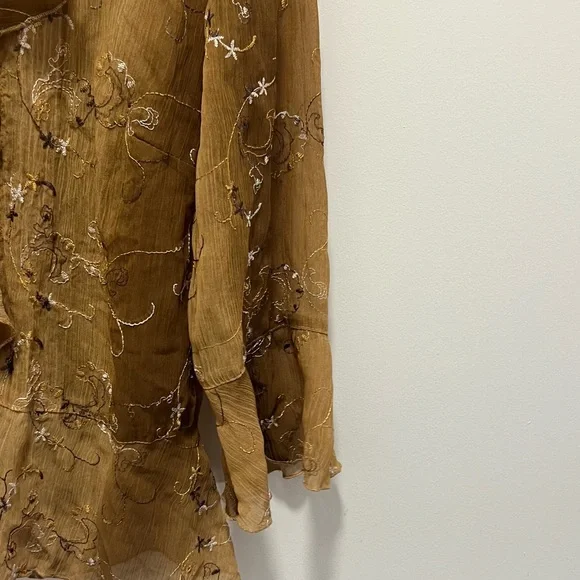 Brown Ruffle Y2k Blouse - Picture 4 of 8